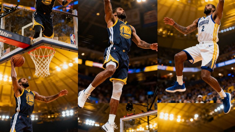 NBA精彩扣篮集锦缩略图，多画面拼接展示不同角度的扣篮瞬间，背景为球场灯光璀璨